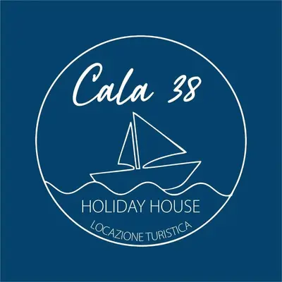 a label for a holiday house with a sailboat at Cala38 in Terrasini
