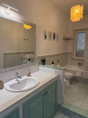 a bathroom with a shower and a toilet and a sink at Kayu Home in Palermo