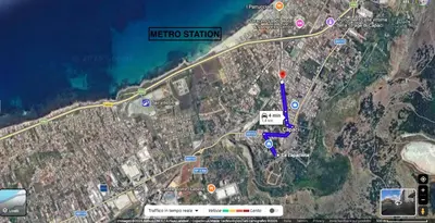 a map of a highway with at La Capaciota in Capaci