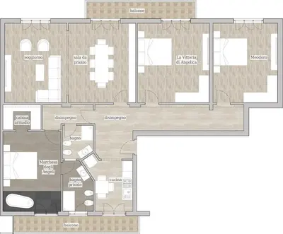 a floor plan of a building at Angelica holiday home in Palermo