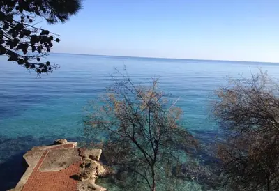 a view of a body of water with trees at Villa Agave - SeaFront - Pool Kids - BBQ in Santa Flavia