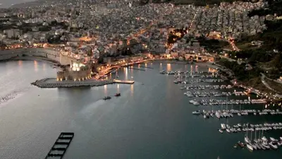 an aerial view of a harbor with boats in the water at Case di Maria in Castellammare del Golfo
