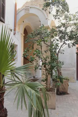 two trees in front of a building at Speciale Apartment in Palermo