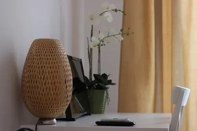 a desk with a computer and a vase of flowers at B&B Gallidoro in Palermo