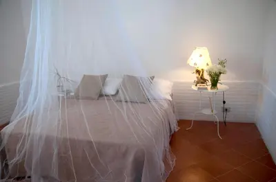 a bedroom with a bed with a mosquito net at Addumari in Palermo