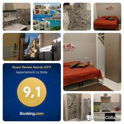 a collage of pictures of a room at Appartamenti La Stella in Castellammare del Golfo