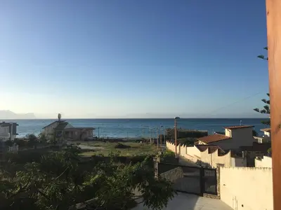 a view of the ocean from a balcony at Casa Vacanza Demi in Alcamo Marina