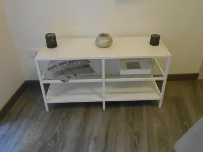 a white desk with two speakers on top of it at Appartamento san Domenico in Palermo