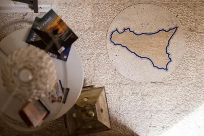 a drawing of a map on a wall at B&B Cinisi Vacanze 2.0 in Cinisi