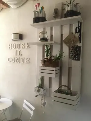a room with shelves with plants on the wall at House Il Conte in Palermo