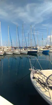 a group of boats docked in a marina at Desirè Charming House Boat in Palermo