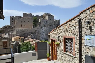 a view of a castle from a building at Villetta in Centro Storico in Caccamo