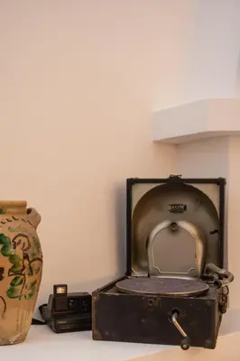 an old suitcase sitting on a table next to a vase at Guest House Antichi Ulivi in Mondello