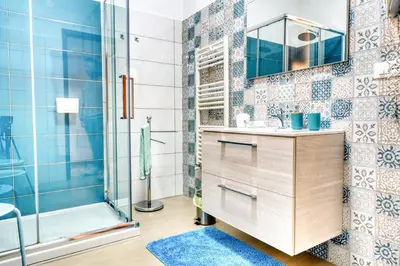 a bathroom with a shower and a sink at Casa dei Coralli Panoramic Sea View Centro Storico By Sicily Home Solutions in Castellammare del Golfo