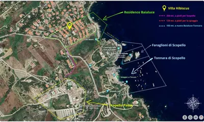 a map showing the location of the resort at Villa Hibiscus Scopello in Scopello