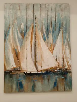a painting of a boat in the water at se vi pare in Palermo