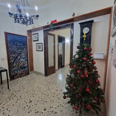 a christmas tree in the hallway of a room at Arco di Trionfo Palermo Bed & Breakfast in Palermo