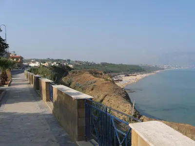 a view of a beach and the ocean at Petruso Resort e SPA in Balestrate
