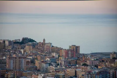 a view of a city with the ocean in the background at Dependance La Mouette in Termini Imerese