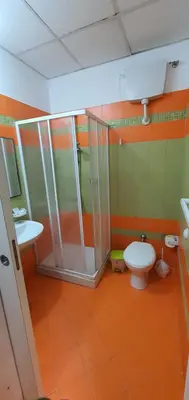 a bathroom with a shower and a toilet at Loft in Balestrate vicino al Mare - Rental BeB in Balestrate