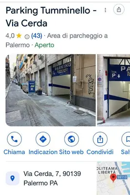 a screenshot of a cell phone with a photo of a parkingyrinthvia corada at Palazzo Filangeri di Amorosa in Palermo