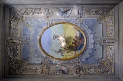 a painting on the ceiling of a room at Casa d'arte Ugdulena con Piscina e Terrazza by Wonderful Italy in Palermo