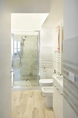 a bathroom with a shower and a toilet and a sink at Vasa Vasa Home in Palermo