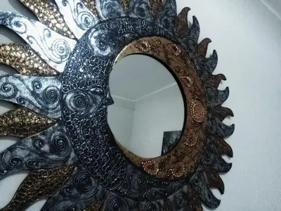 a mirror with aopus design on a wall at Hello Cathedral House in Palermo