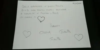 a piece of paper with hearts written on it at B&B Orchidea in Palermo