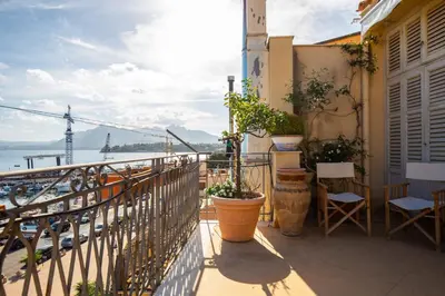 a balcony with a view of the ocean at Solemar Sicilia - Casa Porto Bagnera in Santa Flavia