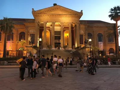 a group of people standing in front of a building at La Querencia in Palermo