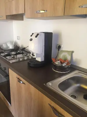 a kitchen counter with a mixer and a sink at Casa Vacanza La Pergola in Terrasini