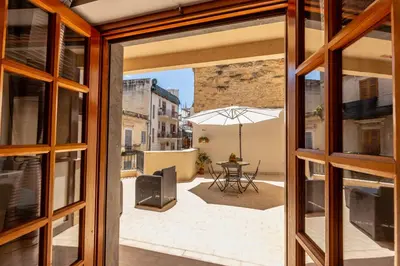 an internal view of the patio from the window of a house at Residenza del Duca - Casteldaccia 2 camere in Casteldaccia