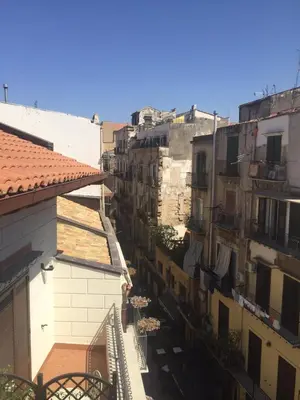 an overhead view of a city with buildings at La Serenissima Hotel in Palermo
