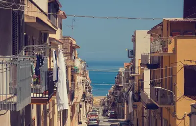 a city street filled with lots of buildings at Bed & Breakfast Tiziana in Castellammare del Golfo