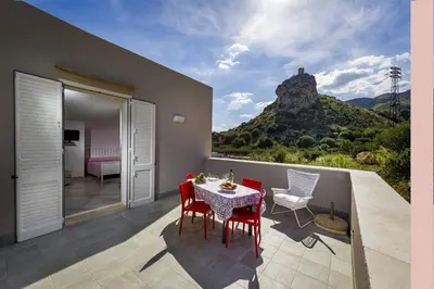 a bathroom with a shower and a toilet and a sink at Villa Rosaria vicino la Riserva dello Zingaro in Scopello