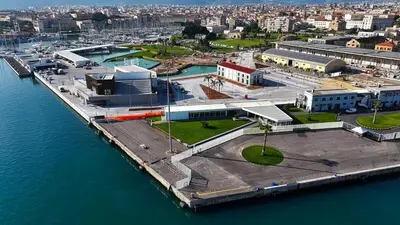 an aerial view of a city next to the water at Rooms 19 - Rooms and Breakfast in Palermo