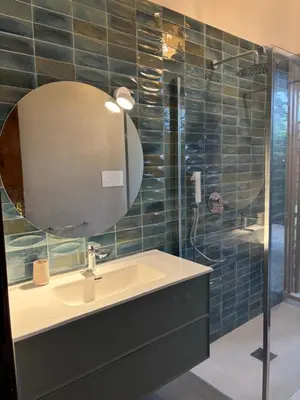a bathroom with a sink and a mirror at VILLA GIAGGIA - VICINO IL MARE in San Vito lo Capo
