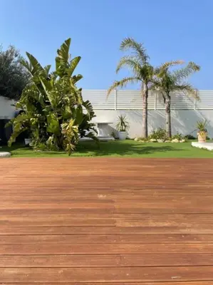 an empty parking lot with palm trees and a building at Rosalia Homestay - Ponente Apartment in Cinisi