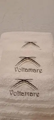 a close up of a towel with the words yochinarmaarma on it at Voltamare in Castellammare del Golfo