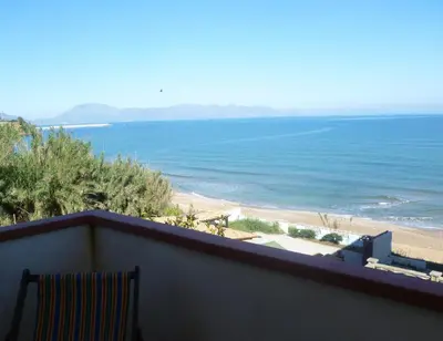 a view of the ocean from a balcony at LA FINESTRA SUL MARE in Trappeto