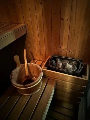 a inside of a sauna with a pan of food at Abside Suite & Spa in Palermo