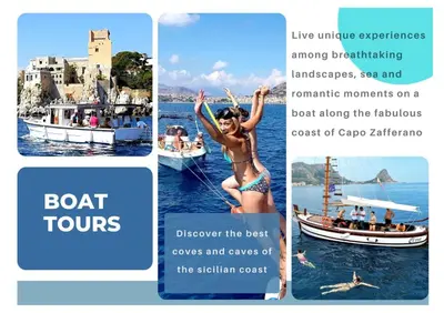 a collage of photos of a woman jumping off a boat at Loft - Villa Flore apartments in villa in Casteldaccia