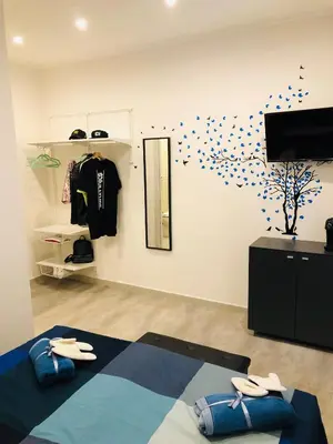 a room with a wall with blue stars on the wall at Dal Barce Rooms in Palermo