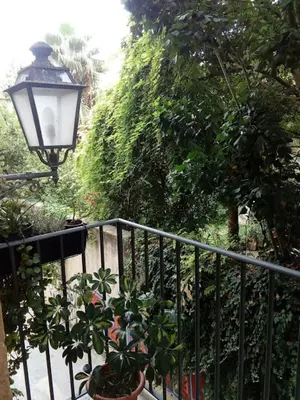 a black fence with a lamp and some plants at Arimatea Casa Vacanza in Palermo