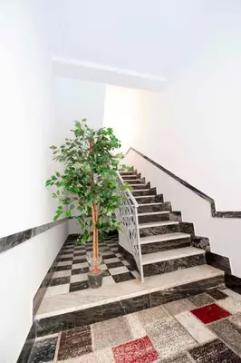 a staircase with a potted plant on the floor at Casa vacanza da Marisa in Partinico
