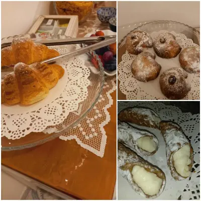 a collage of three pictures of pastries on a table at Franco-Home in Palermo
