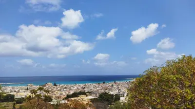 a view of a city and the ocean at Casa vacanza da Samuele in San Vito lo Capo