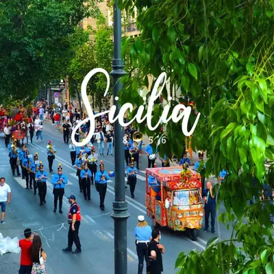a marching band in a parade with the word soria at B&B Angolo83 Palermo centro in Palermo