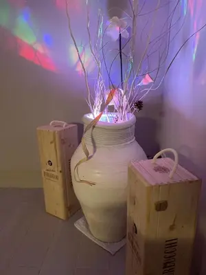 a large white vase with a plant in it at Casa vacanza toledo in Partinico